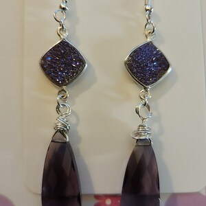Amethyst and Druzy Sterling Silver Earrings