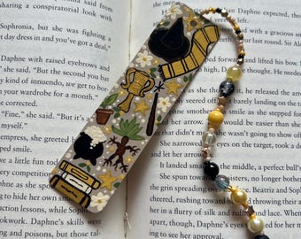 Huffelpuff Hogwarts - Hand painted, Beaded Bookmark- Gift for Harry Potter Fans