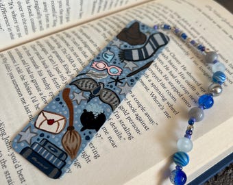 Ravenclaw Hogwarts - Hand painted, Beaded Bookmark- Gift for Harry Potter Fans