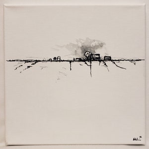 Original Abstract Modern Minimal Urban Ink Drawing By K.A.Davis