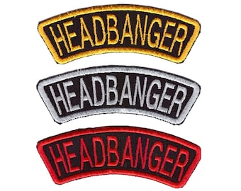 Headbanger Embroidered Patch: Heavy Metal Applique (100x40 mm)