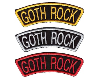 Goth Rock Embroidered Patch, Iron-On Applique (100x40 mm)