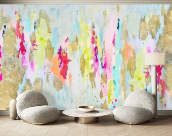 Capri Wall Mural, Blue Wall Mural, Peel And Stick Wallpaper, Removable Wall Mural, Wall Decal, Abstract Wall Art, Watercolor Wallpaper