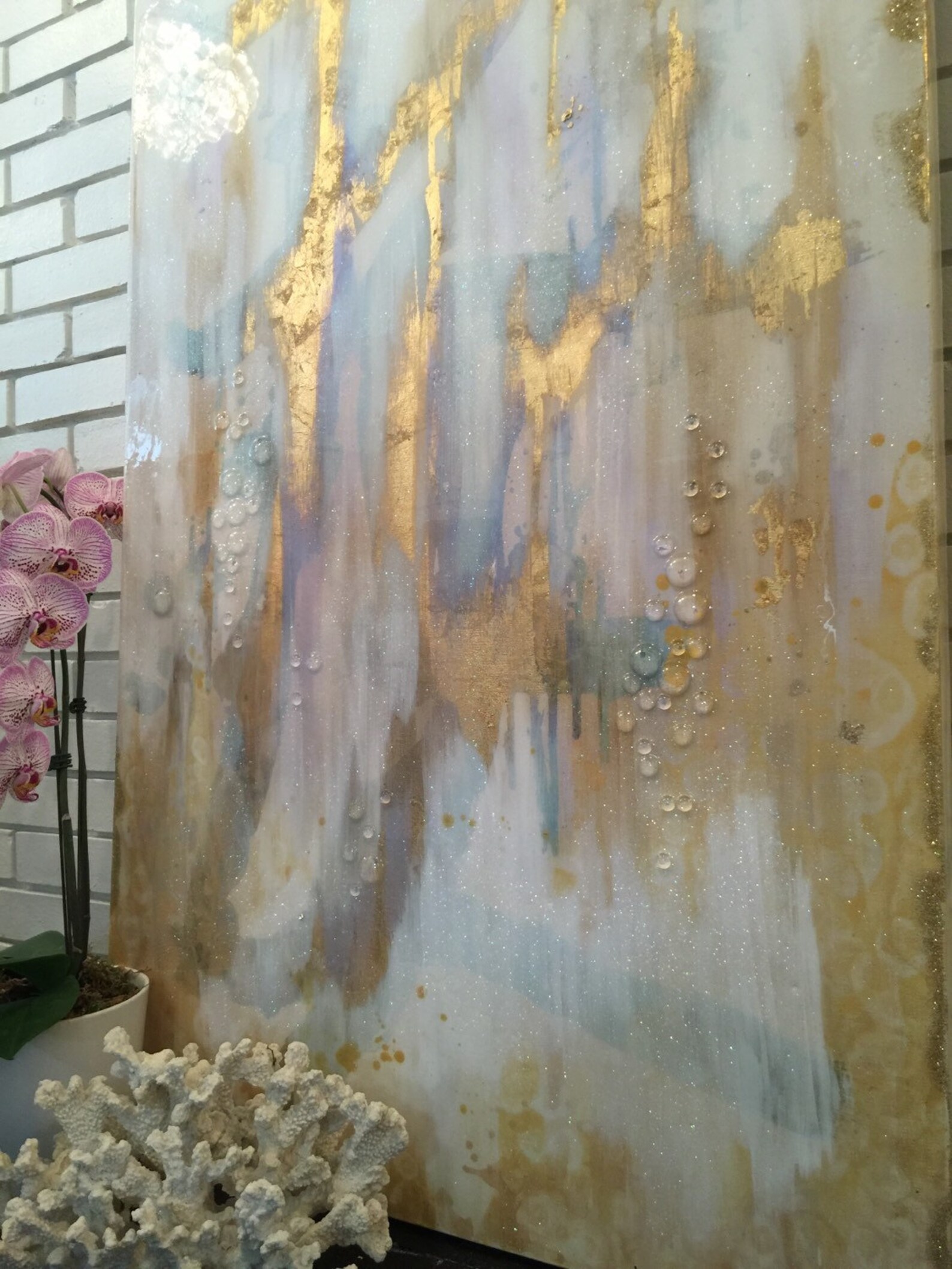 Sold Large Scale Art Canvas Acrylic Abstract Painting Ikat Etsy