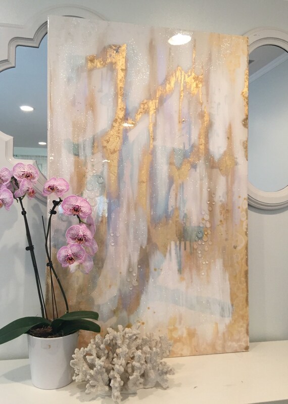 Sold Large Scale Art Canvas Acrylic Abstract Painting Ikat Etsy