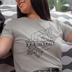 Tattoo Prosperity Tshirt,Vintage Sailor Jerry Style Clothing,Pinup Girl Tee,Alt Womens Clothing,Rock and Roll Shirt, Flower Flash Tattoo Tee
