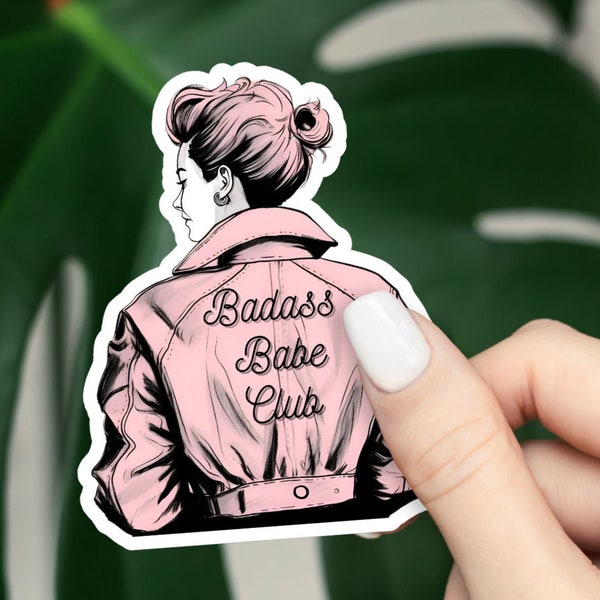 Badass Babe Club Sticker, Inspiring Strong Woman Sticker, Women Supporting Women Sticker, 50s Style Rockabilly Woman