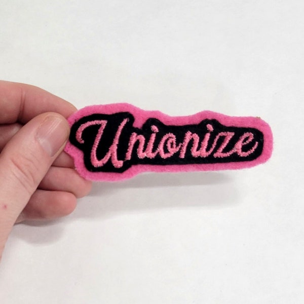 Unionize Felt Iron On Patch, Sew in Poly Felt Patch, Rockabilly Swag, Mechanic Jacket Patch, Work Flair, Patch for Purse, Alt Streetwear