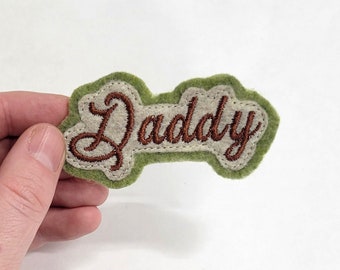 Daddy Iron On Felt Patch, Funny Mechanic Jacket Patch, State of Mind Flair, New Dad Patch, Vintage Rockabilly Accessories, 50s Style Flair