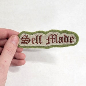 Self Made Handmade Felt Patch,Iron On Rockabilly Jacket Patch,Sew On Rock and Roll Patch,Pinup Girl Accessories, 50s Fashion, Alt Streetwear