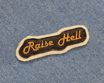 Raise Hell Iron on Patch, Alt Streetwear, Rockabilly Style, Pinup Girl Accessories, Mechanic Jacket Patch, Motorcycle Gear, Biker Gift