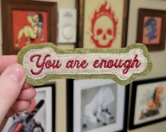 You are Enough Felt Iron on Patch,Mental Healthy Sew in Patch,Embroidered Body Positive Patch, Purse Patch, Old Mechanic Patch,Vintage Style