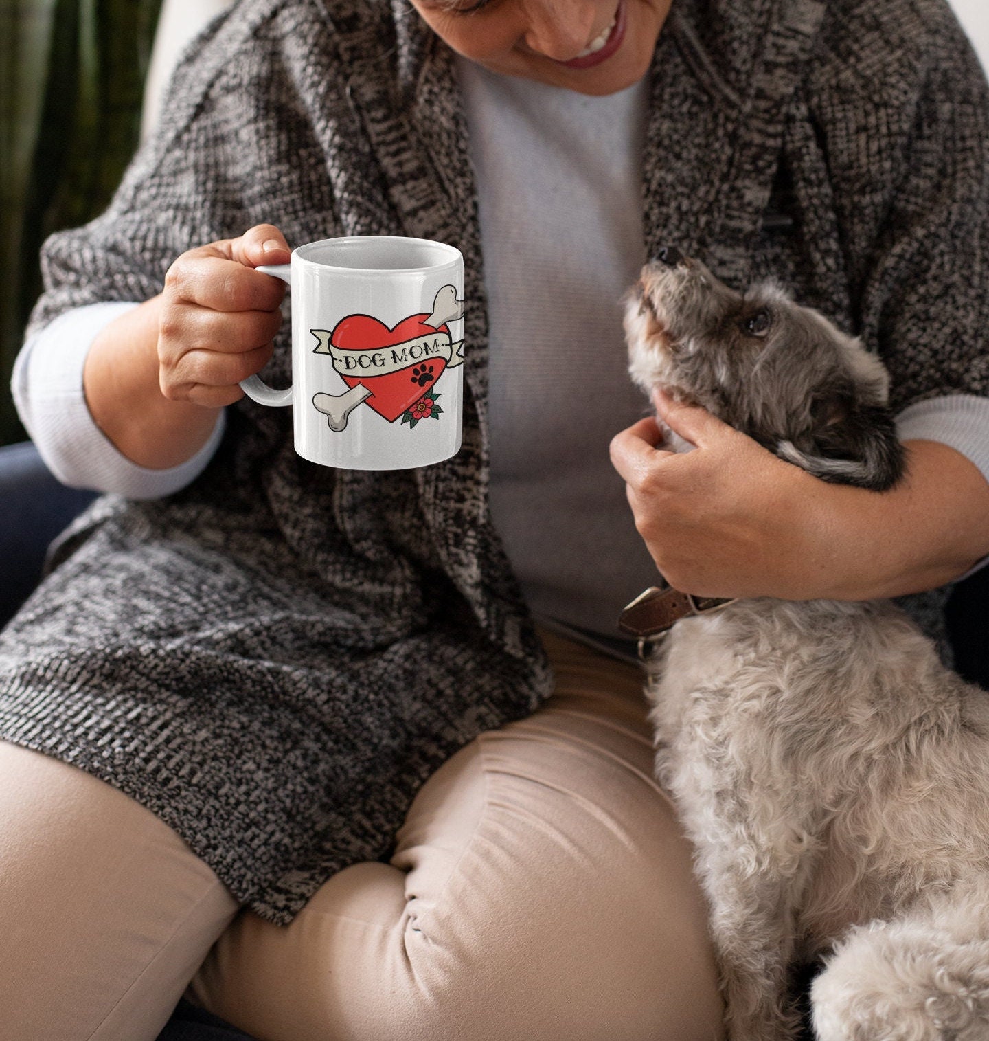 Dog Mom Mug, Gift for Dog Owner, Puppy Lover, Rockabilly Style Pet Mug, Cute Pet Gift, Punk Rock Pup, Hot and Cold Safe Mug, Pet Owner