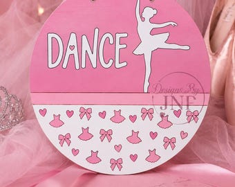 Ballerina Dance Sign SVG, Kids Room Decor, Laser Cut File, Round Door Hanger (Digital Download)
