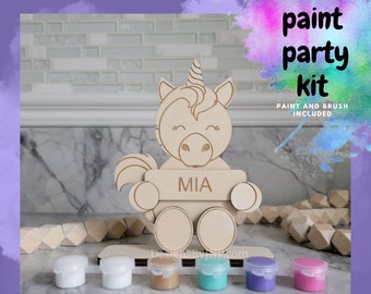 Unicorn Kids Craft Kit, Paint Party Kit Personalized Unicorn Craft, DIY Unicorn Birthday Kids Paint Kit