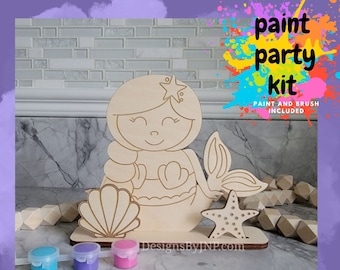 Mermaid Kid Craft Kit, Paint Party Kit Mermaid Craft Kit, Kids Paint Kit, Mermaid Party
