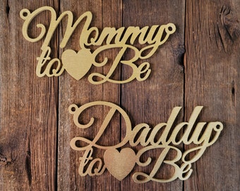 Mommy and Daddy Chair Sign (Set of Two), Baby Shower Chair Sign, Mommy To Be, Daddy to Be, Mom to Be, Co-ed Shower, Wood Chair Sign