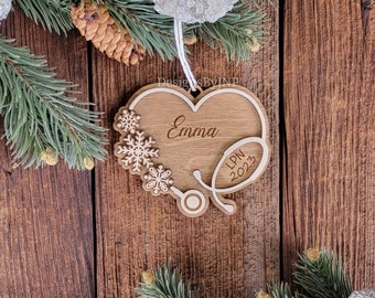 Personalized Nurse Ornament, Nurse Stocking Tag, LPN Ornament, CNA Ornament, Personalized Christmas Ornament, CNA Ornament, 3d Ornament