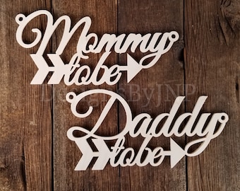 Mommy and Daddy Chair Signs (Set of Two), Baby Shower Chair Sign, Mommy To Be, Daddy to Be, Mom to Be, Co-ed Shower, Wood Chair Sign