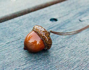 Peter Pan Kiss Thimble Acorn Necklace, Lucky Real Natural Acorn Necklace, Autumnal Jewellery, British Necklace, Spring Necklace Plant