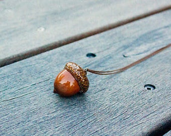 Botanical Necklace, Woodland Acorn Lucky Real Natural Acorn Necklace, Autumnal Jewellery, British Necklace, Spring Necklace Plant Flower