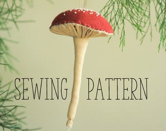 Pleated mushroom / toadstool digital sewing pattern / Christmas ornament