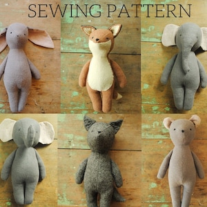 Stuffed Animal Doll Sewing Pattern Set of Six Digital PDF