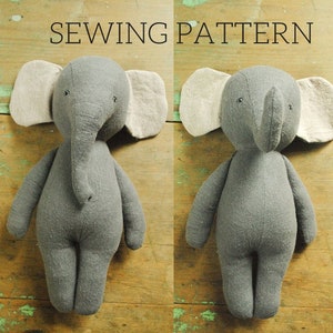 Elephant stuffed animal doll sewing pattern / soft toy digital PDF download