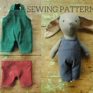 Miniature overalls and pants digital sewing pattern / toy doll clothing / dungarees, PDF download