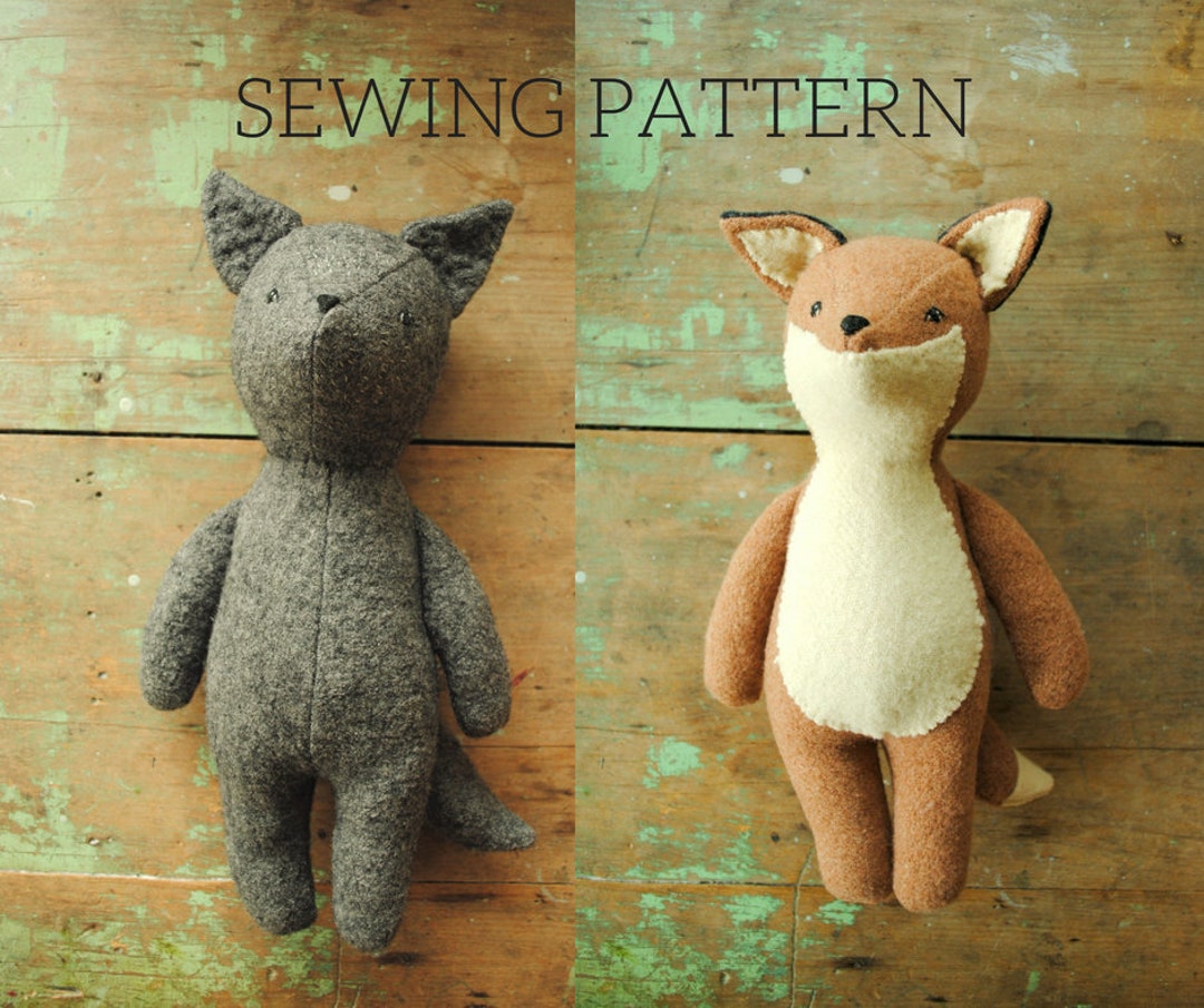 Stuffed toy Fox and wolf sewing pattern (new version)