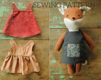 Miniature dress digital sewing pattern / toy doll clothing / apron dress / A-line dress / gathered dress PDF download