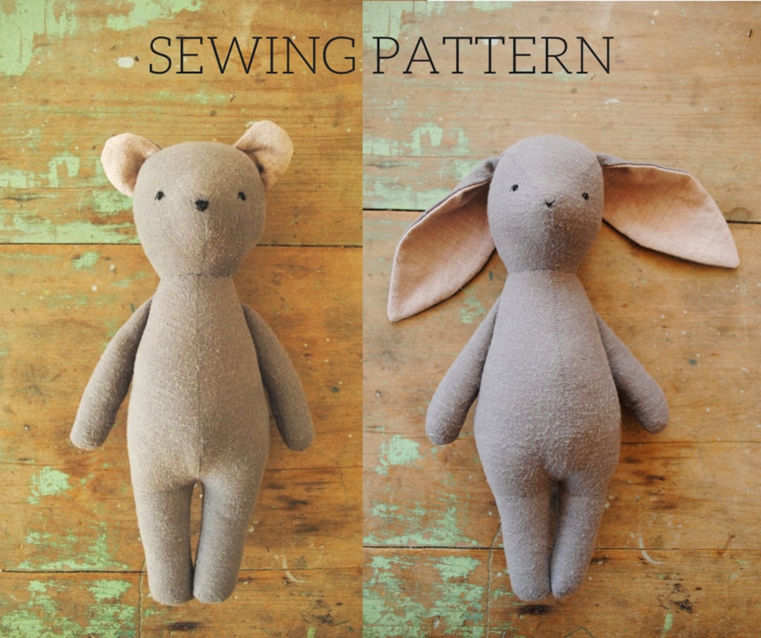 stuffed animals sewing patterns pdf Bear, Bunny, Deer - DailyDoll Shop