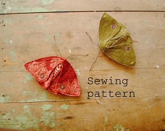 Simple fabric moth and butterfly PDF sewing pattern / digital download