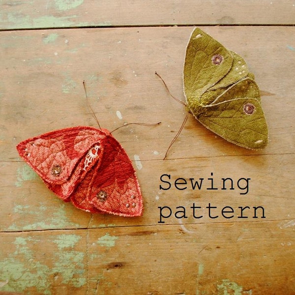 Simple fabric moth and butterfly PDF sewing pattern / digital download