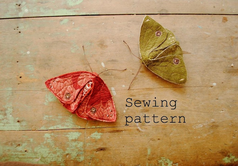 Simple fabric moth and butterfly PDF sewing pattern / digital download image 1