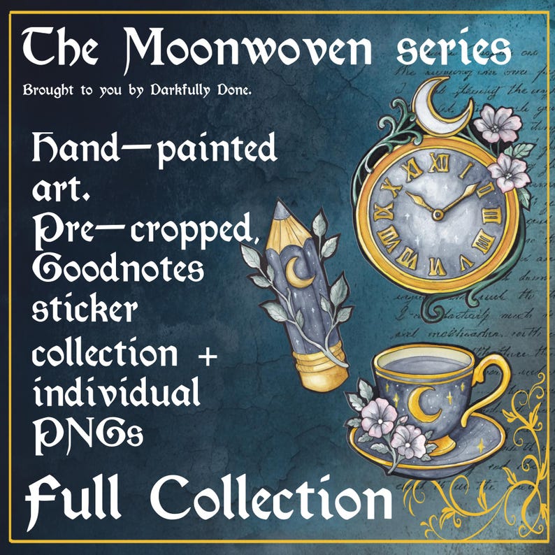 Gothic Celestial Digital Planner Stickers | Hand-painted Goodnotes PNG ...
