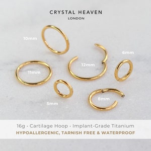 16g Cartilage Piercing Hoop Certified ASTM F136 Titanium Hypoallergenic, Waterproof, Nickel Free image 1