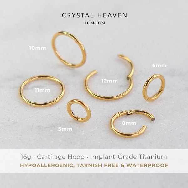 IMPLANT-GRADE • 16g Cartilage Piercing Hoop | ASTM F136 Titanium | Hypoallergenic, Waterproof & Tarnish Free