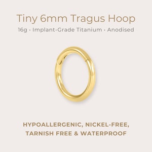 Tiny 6mm Tragus Piercing Hoop | 16g | Certified ASTM F136 Titanium | Hypoallergenic, Waterproof, Nickel Free