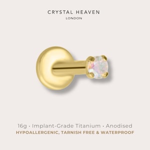 AURORA • Rainbow Solitaire Labret | 16g | Certified ASTM F136 Titanium | Hypoallergenic, Waterproof, Nickel Free | Internally Threaded