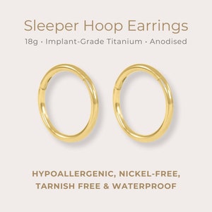 Minimal Sleeper Hoop Earrings | 18g | Certified ASTM F136 Titanium | Thin Seamless Hoops | Waterproof & Nickel Free | 1 Pair