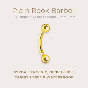 Schlicht Rook Barbell | 16g | Zertifiziertes ASTM F136 Titan | 6mm, 8mm, 10mm | Hypoallergen, wasserdicht, Nickelfrei | Innengewinde
