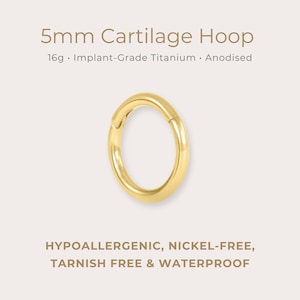 EXTRA TINY 5mm Cartilage Hoop | 16g | Certified Implant Grade Titanium | Rook, Tragus, Helix | | Hypoallergenic, Waterproof, Nickel Free