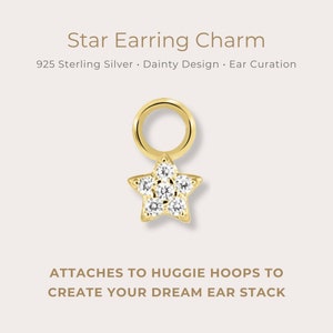 Mini Star Earring Charm • Sterling Silver | Attach To Hoop Earrings | Helix, Tragus, Rook, Vertical Helix | Curated Ear Styling