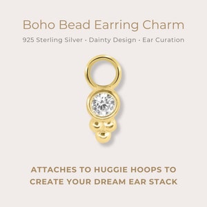 Boho Bead Earring Charm • Sterling Silver | Attach To Hoop Earrings | Helix, Tragus, Rook, Vertical Helix | Curated Ear Styling
