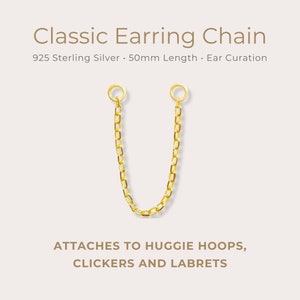 Classic Chain Earring Charm • 925 Sterling Silver | Helix Chain | Attach To Huggies, Hoops, Studs | Curated Ear Styling