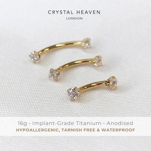 IMPLANT GRADE • 16g Crystal Curved Barbell | ASTM F136 Titanium | Internally Threaded | Hypoallergenic, Waterproof & Tarnish Free