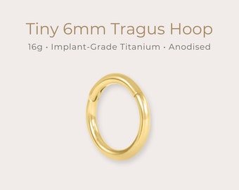 Tiny 6mm Tragus Piercing Hoop | 16g | Certified ASTM F136 Titanium | Hypoallergenic, Waterproof, Nickel Free