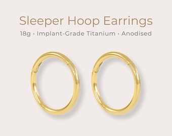 IMPLANT-GRADE • Minimal Sleeper Hoop Earrings | 18g | ASTM F136 Titanium | Thin Seamless Hoops | Waterproof & Tarnish Free Earrings | 1 Pair