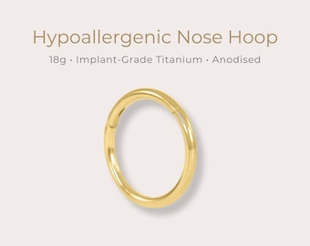 Thin Nose Hoop | 18g | Certified ASTM F136 Titanium | Dainty & Feminine | Easy To Fit | Hypoallergenic, Waterproof, Nickel Free